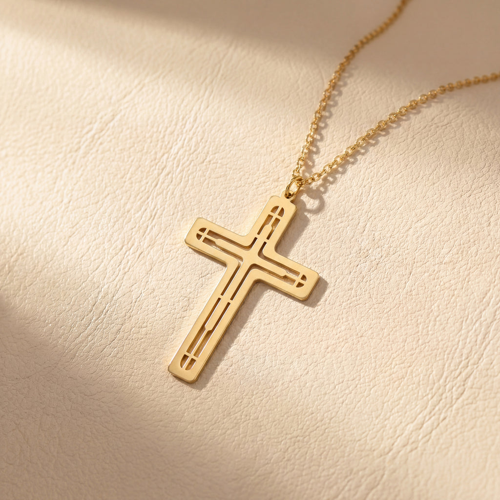 Neoclassical Cross Necklace 18k Gold Vermeil