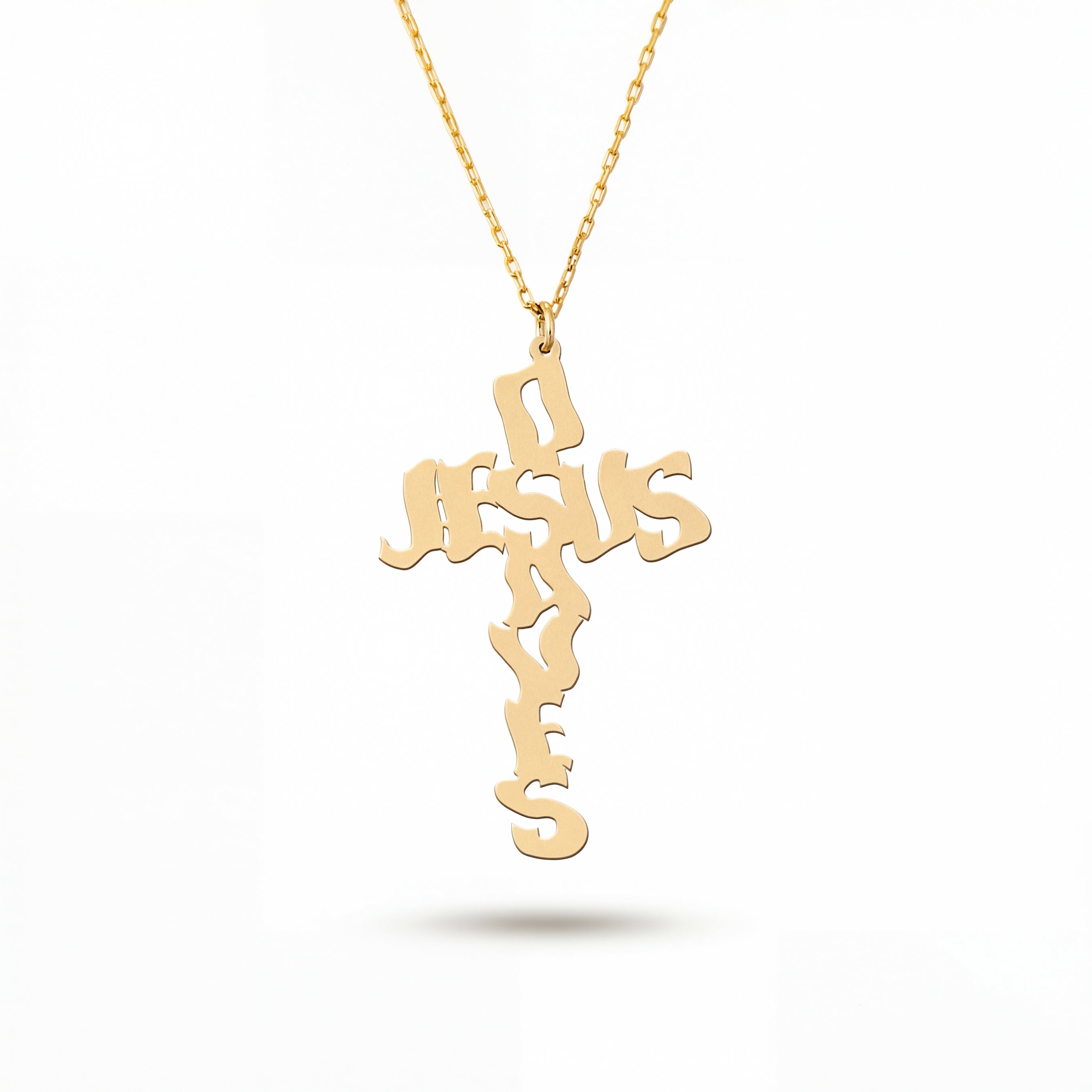 Cross-Shaped Jesus Saves 14K Gold Plated Silver Necklace
