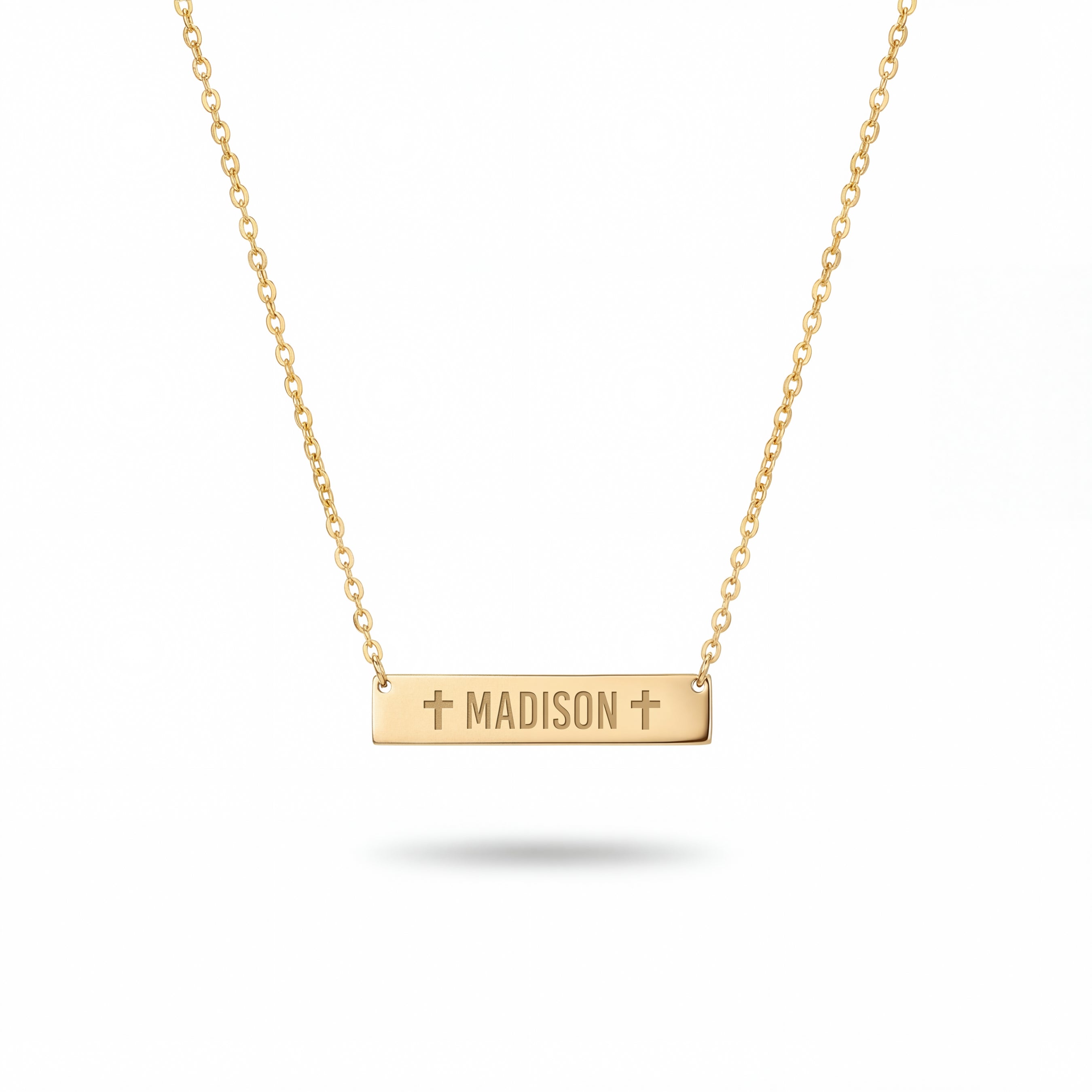 Engraved 14K Gold Plated Sterling Silver Bar Necklace