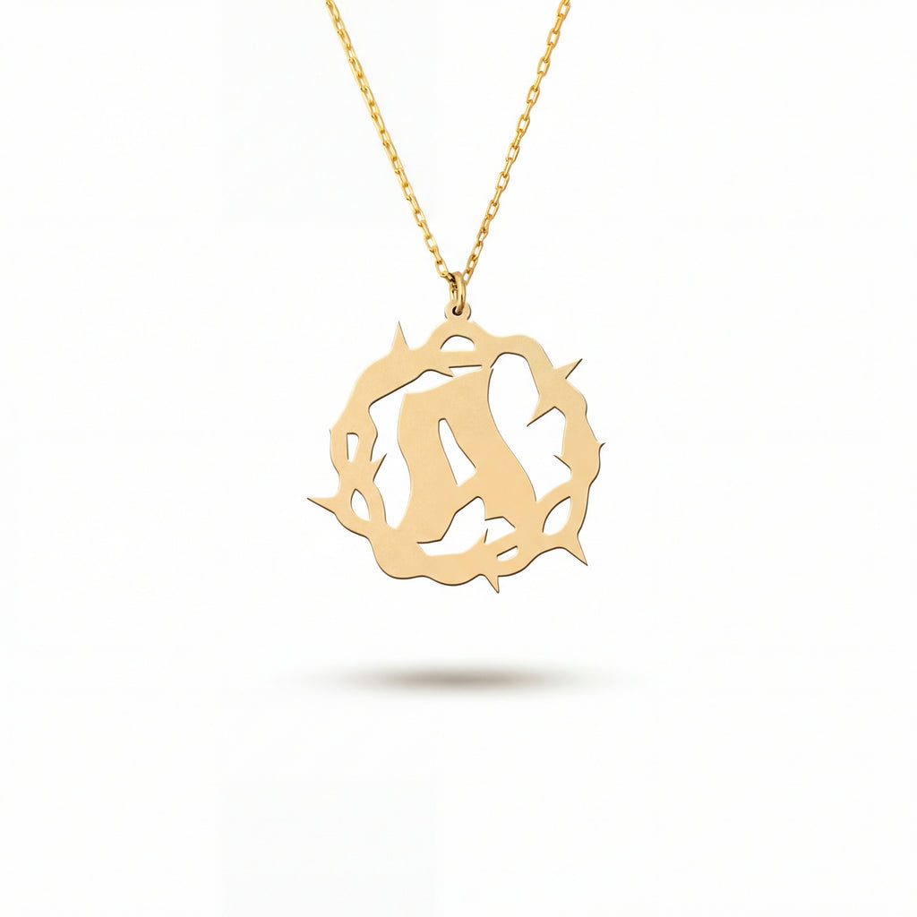 Crown of Thorns Initial Necklace 18k Gold Vermeil