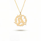 Crown of Thorns Initial Necklace 18k Gold Vermeil