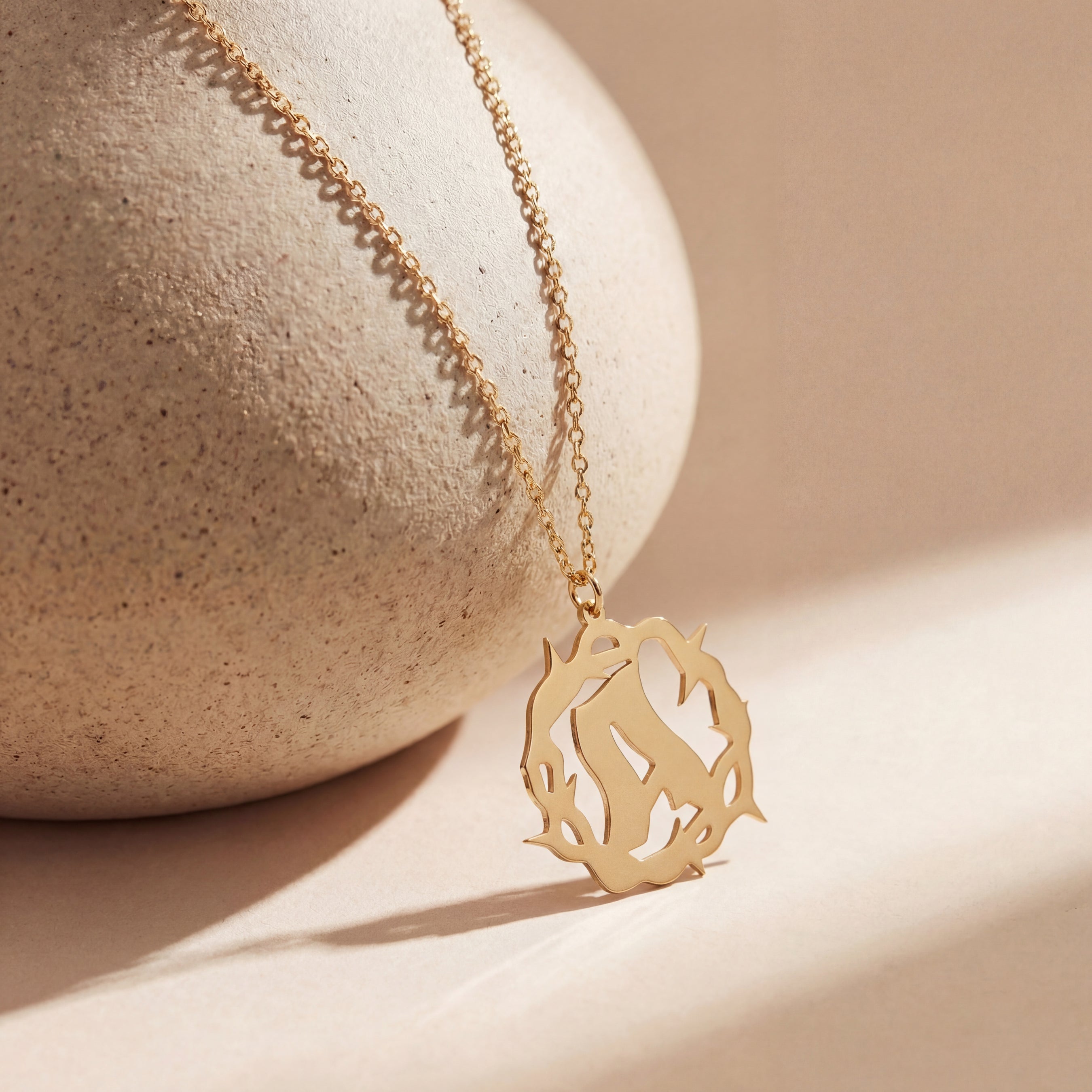 Crown of Thorns Initial Necklace 18k Gold Vermeil