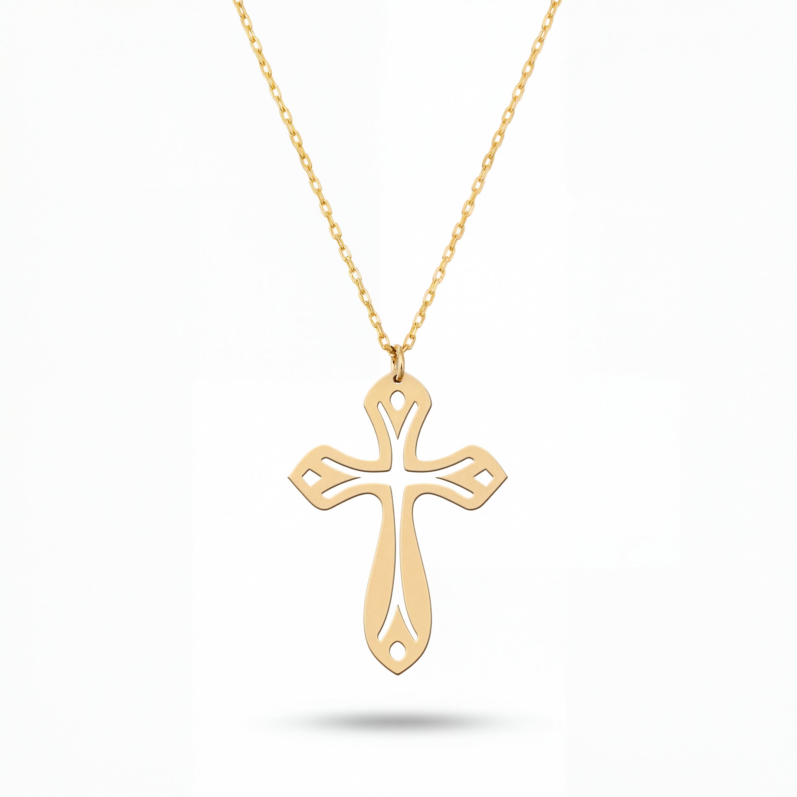 Leaf Cross Necklace in Gold Vermeil over Sterling Silver