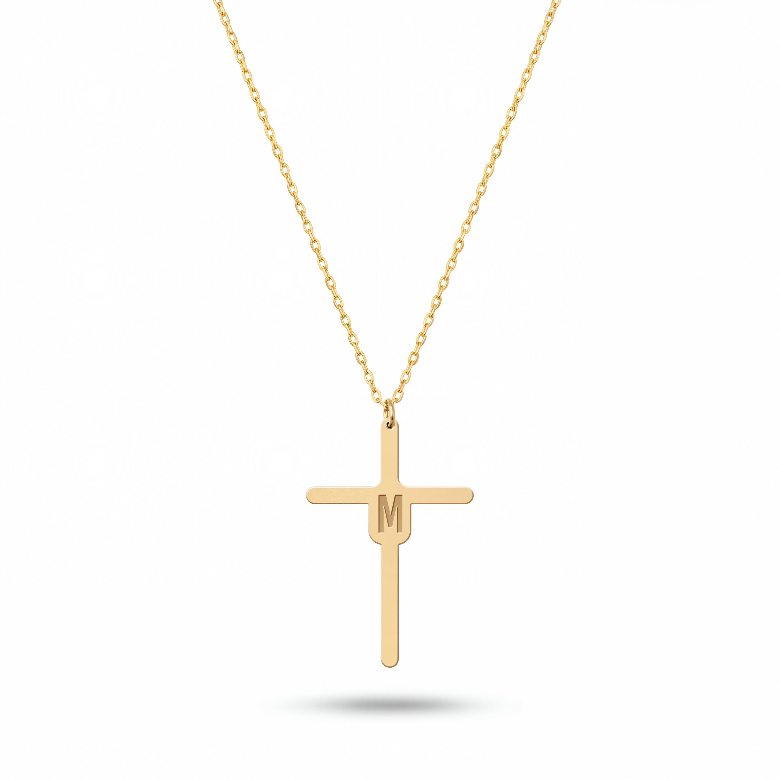 Initial Cross Necklace Gold Vermeil Sterling Silver