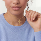 Initial Cross Necklace Gold Vermeil Sterling Silver