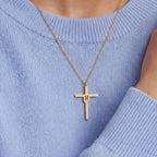 Initial Cross Necklace Gold Vermeil Sterling Silver