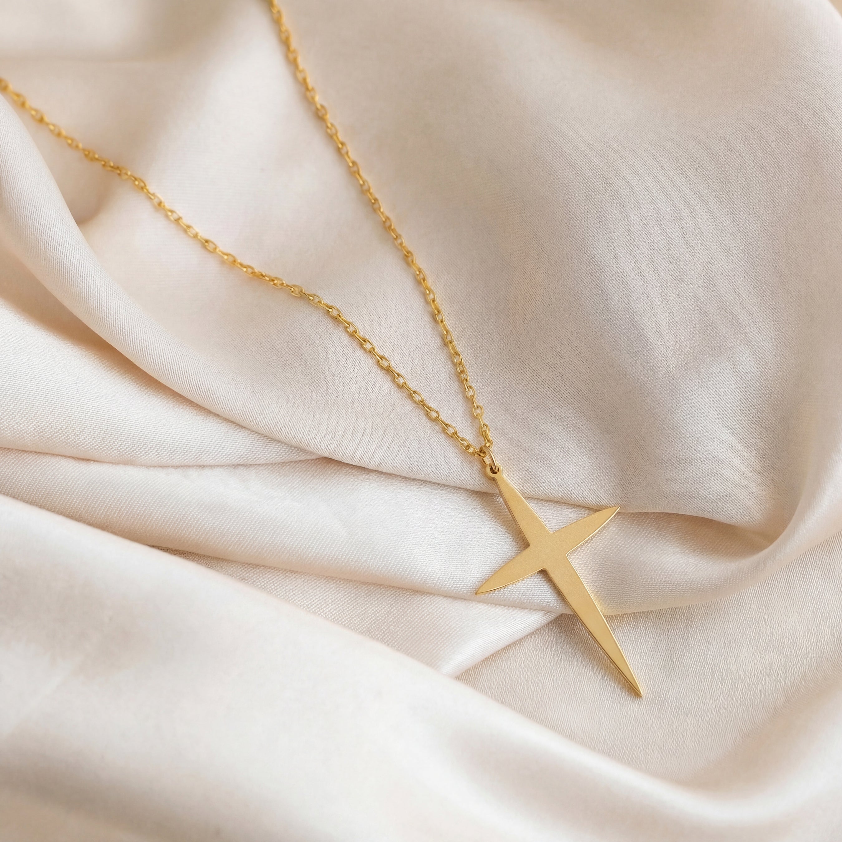 Star Cross Necklace in Gold Vermeil over Sterling Silver