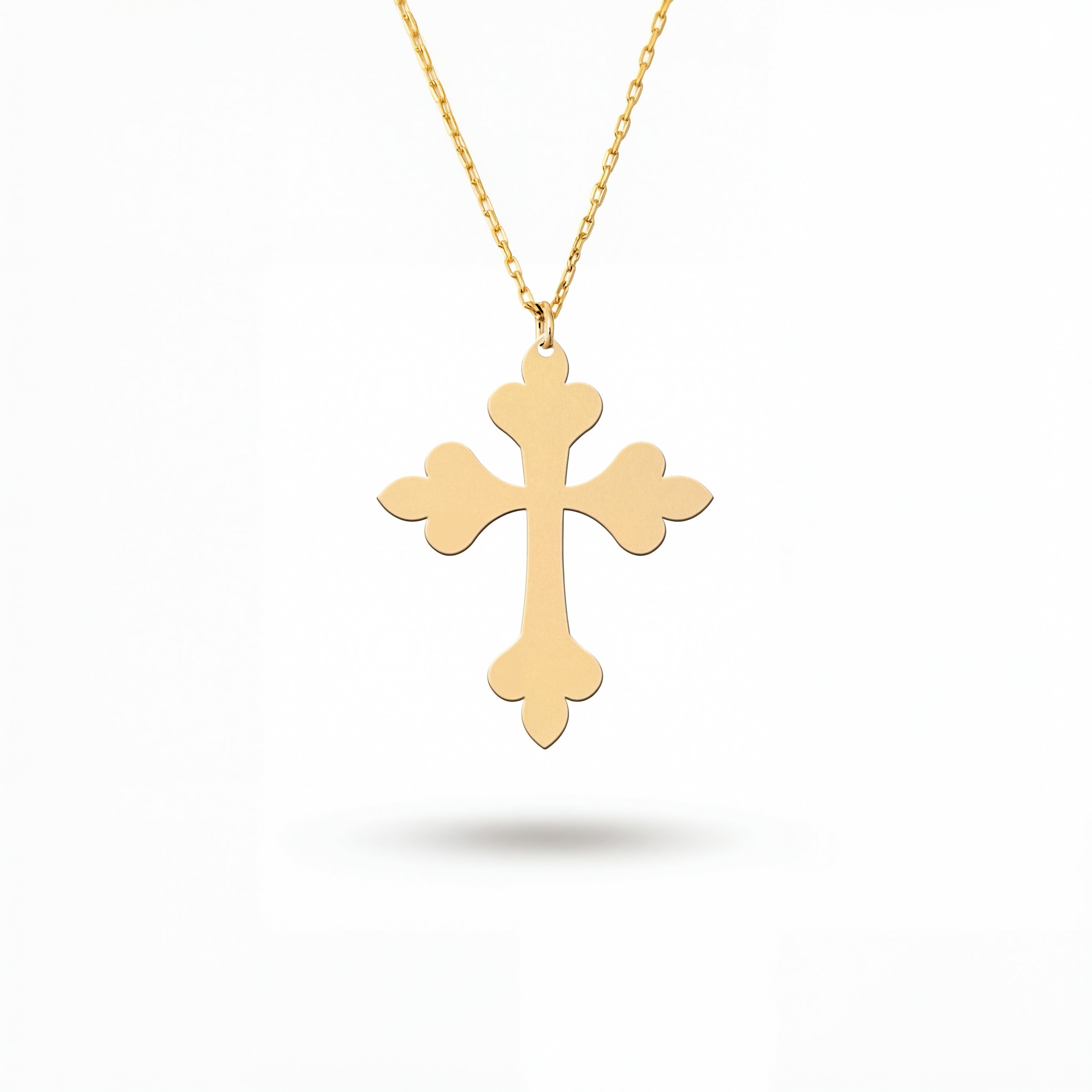 Plant Cross Necklace in Yellow Gold Vermeil