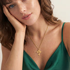 Plant Cross Necklace in Yellow Gold Vermeil