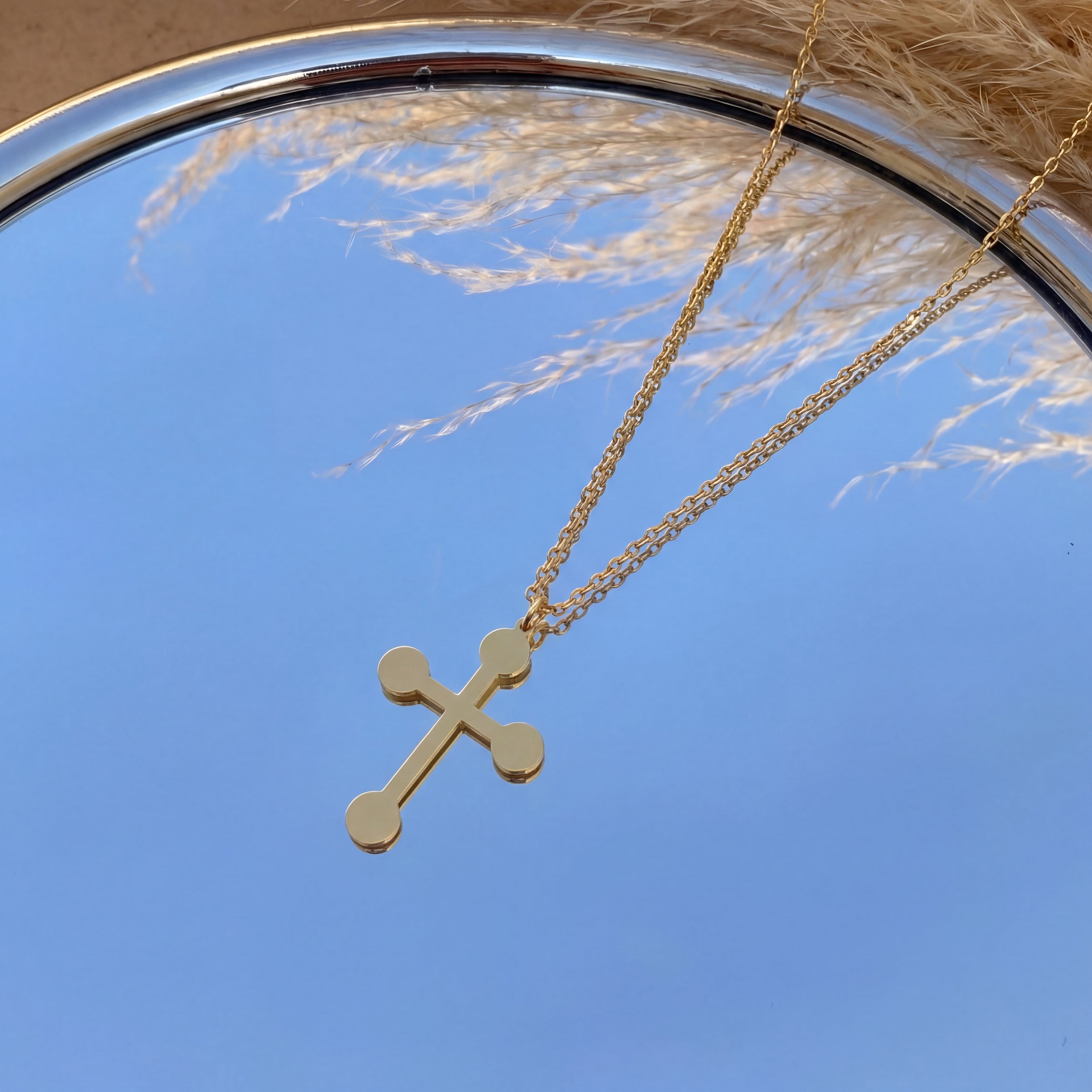Dot Cross Necklace in Gold Vermeil over Sterling Silver