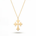 Gothic Fleur Cross Necklace in Yellow Gold Vermeil