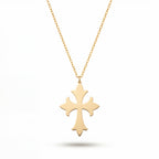 Gothic Fleur Cross Necklace in Yellow Gold Vermeil