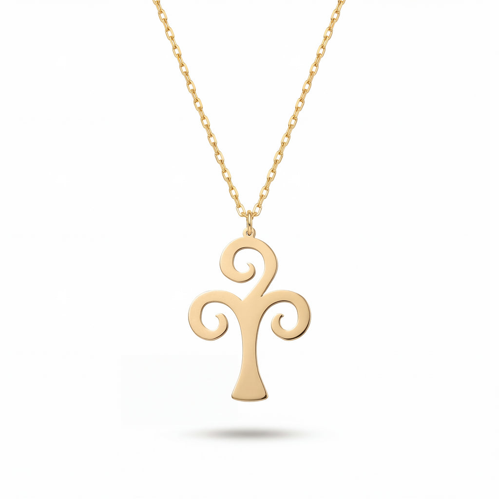 Swirl Cross Gold Vermeil Sterling Silver Necklace