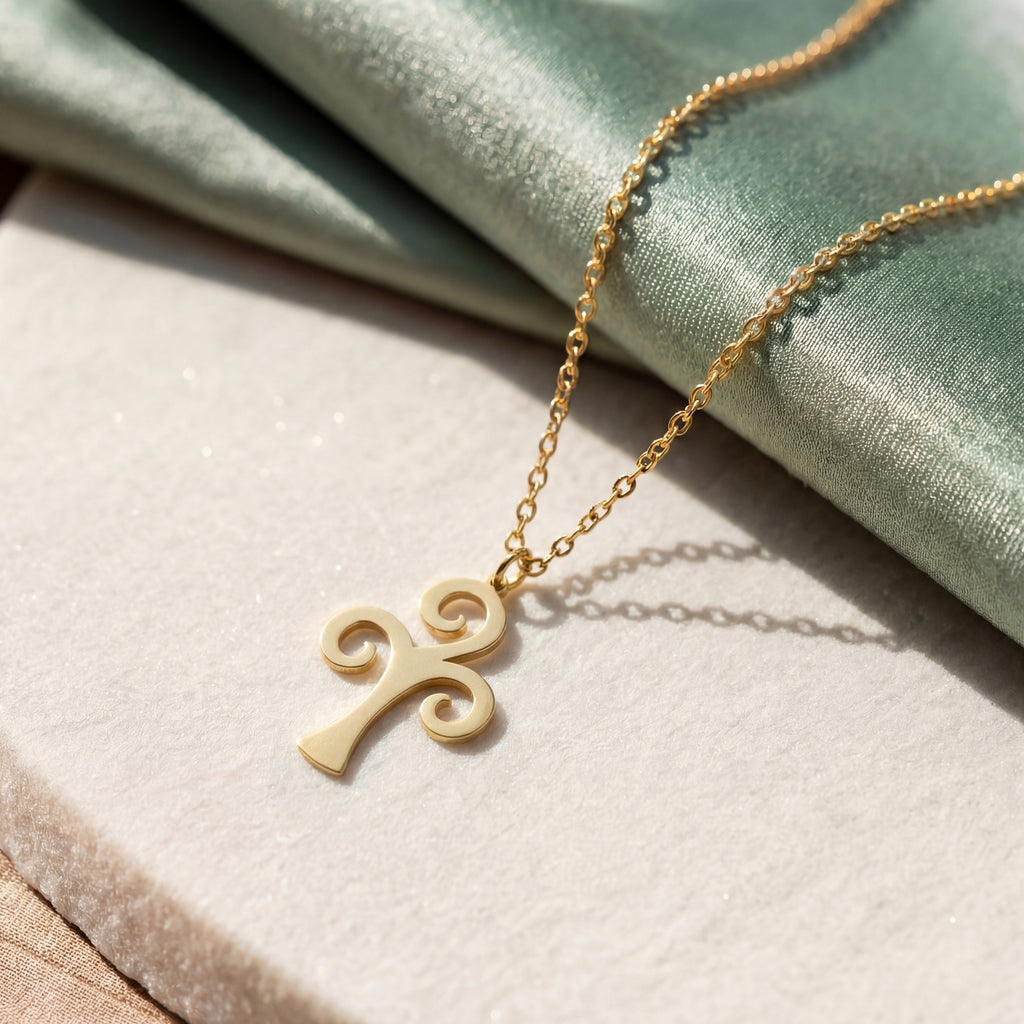 Swirl Cross Gold Vermeil Sterling Silver Necklace