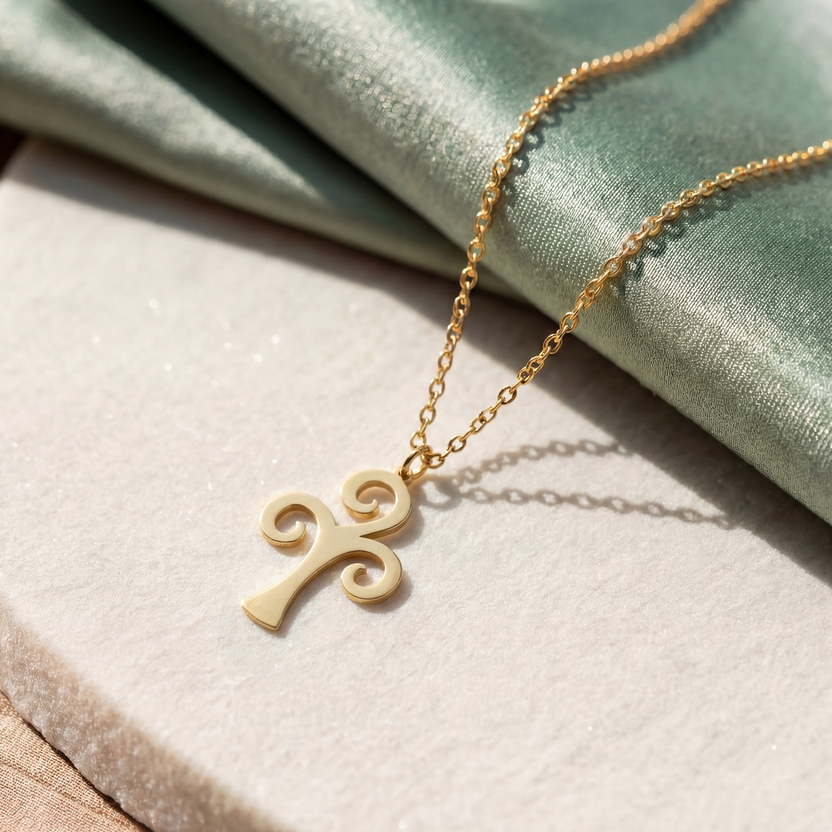 Swirl Cross Gold Vermeil Sterling Silver Necklace