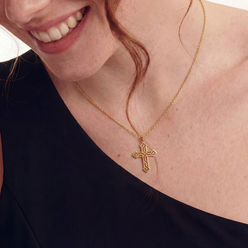 Cross Maze Sterling Silver Necklace