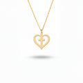 Cross Heart Necklace in Gold Vermeil