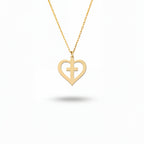 Cross Heart Necklace in Gold Vermeil