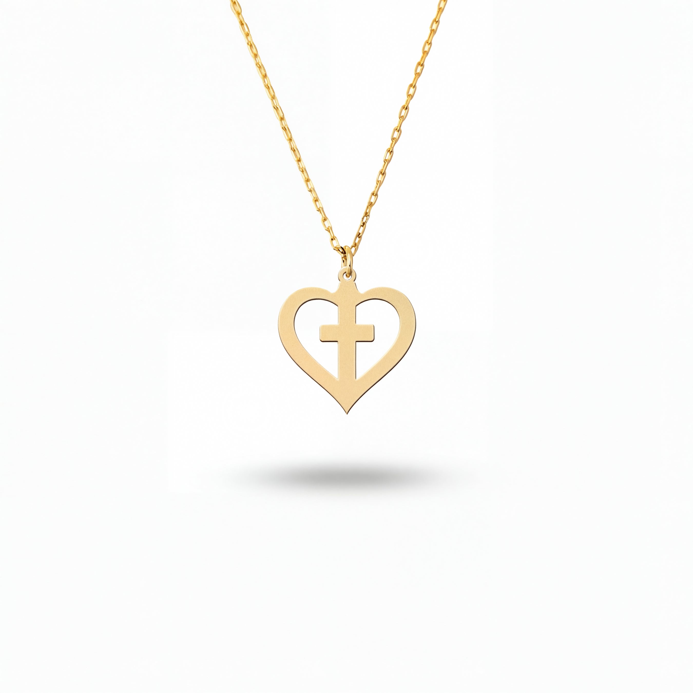 Cross Heart Necklace in Gold Vermeil