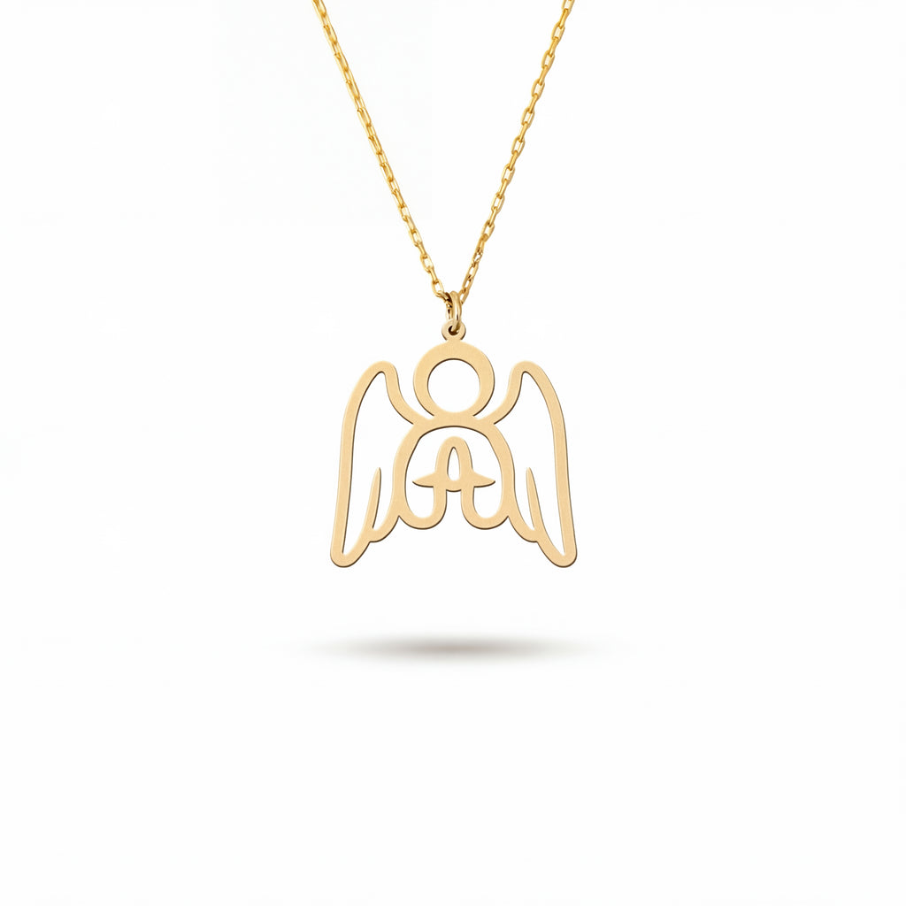 Praying Angel Necklace Gold Vermeil over Sterling Silver
