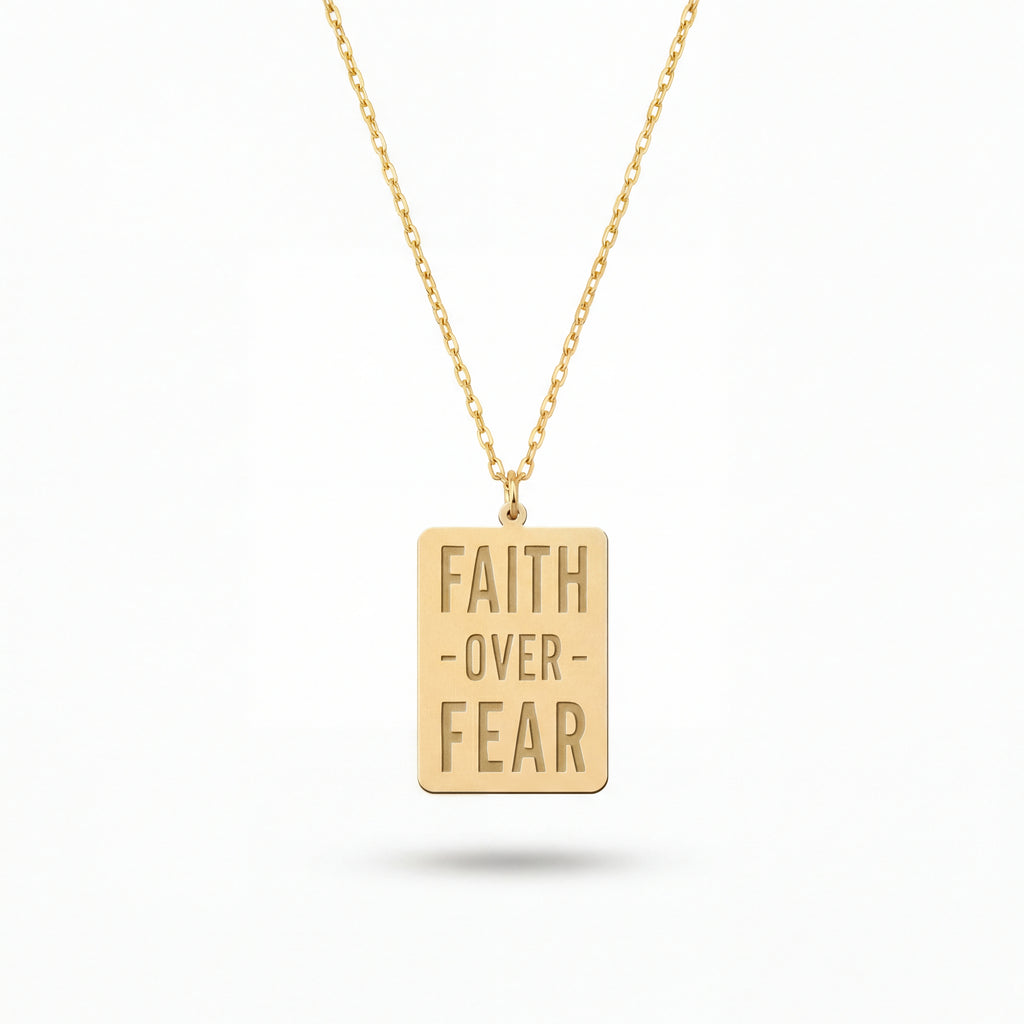 Faith Quote Rectangle Necklace Gold Vermeil over Sterling Silver