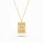 Faith Quote Rectangle Necklace Gold Vermeil over Sterling Silver