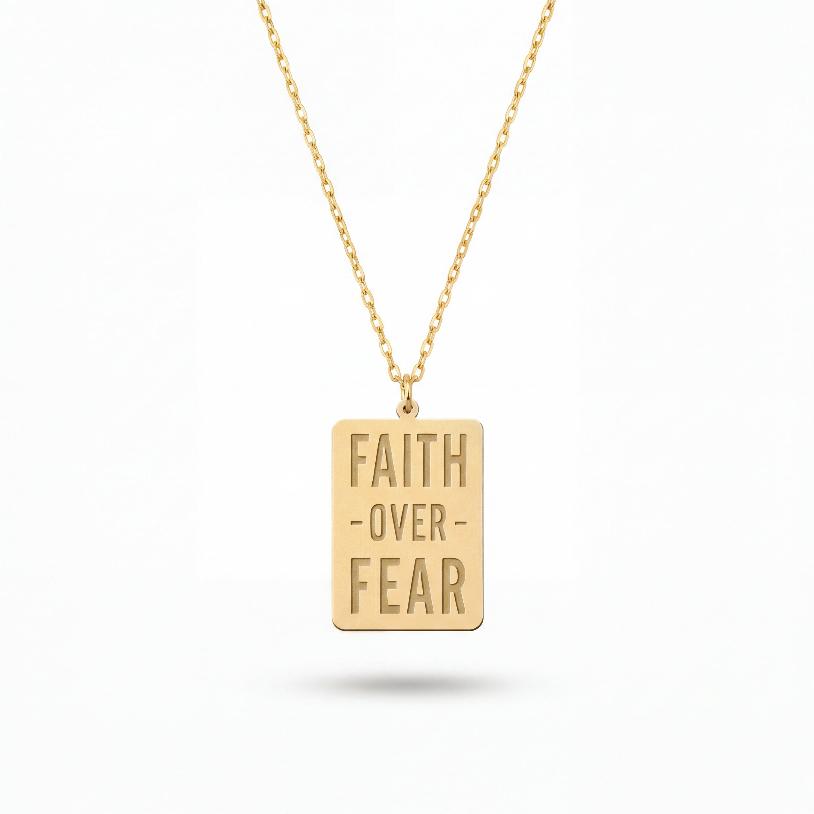 Faith Quote Rectangle Necklace Gold Vermeil over Sterling Silver