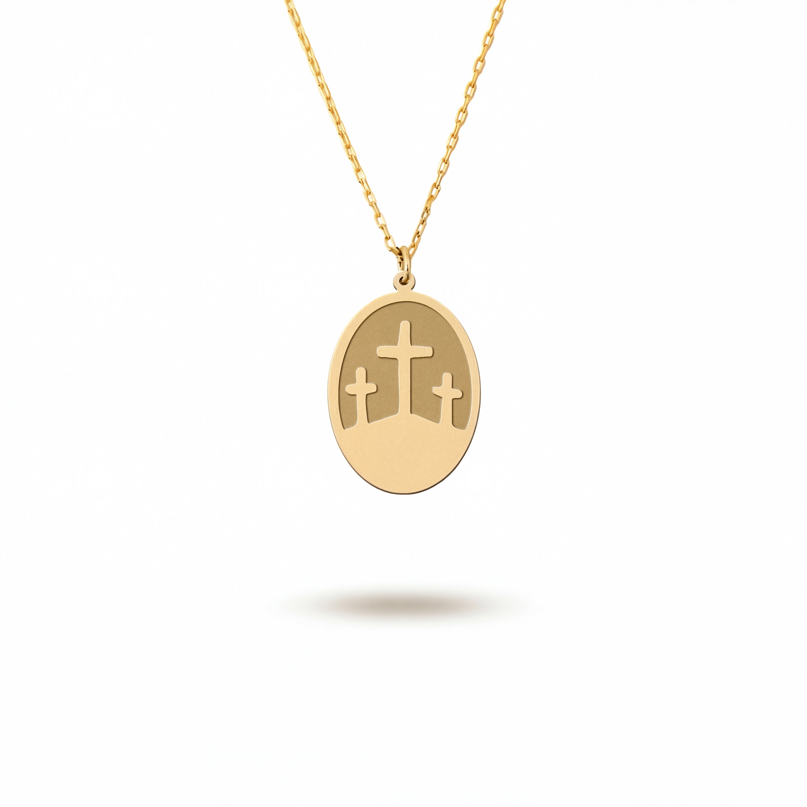 Oval Calvary Necklace in Gold Vermeil Sterling Silver