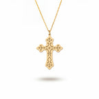 Ornate Cross Necklace in Yellow Gold Vermeil over Sterling Silver