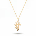 Minimalist Leaf Cross Necklace 18k Gold Vermeil over Sterling Silver