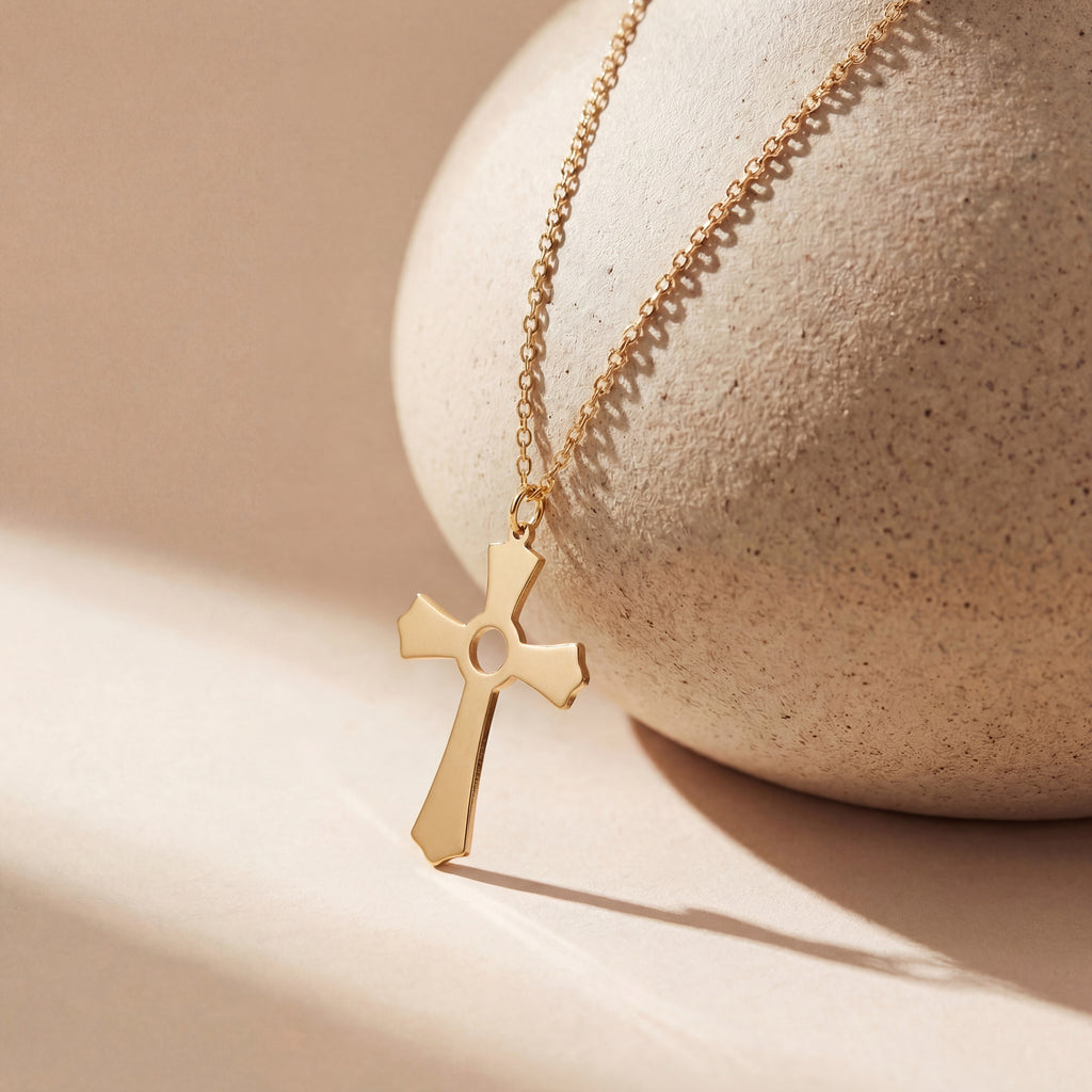 Minimal Cross Necklace in Gold Vermeil