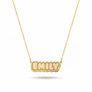 Bubble Font Personalized Necklace in 14K Gold Plated Sterling Silver