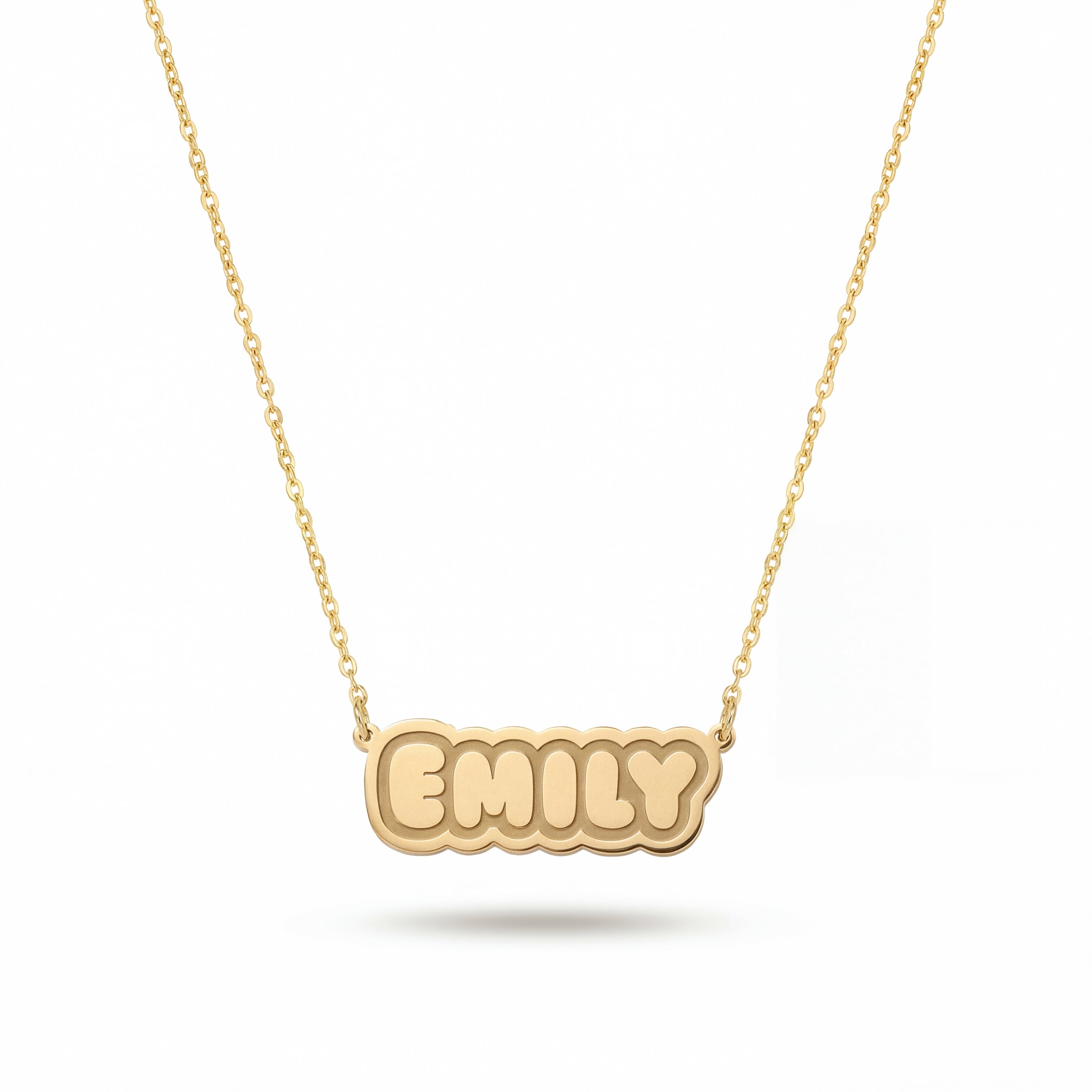 Bubble Font Personalized Necklace in 14K Gold Plated Sterling Silver