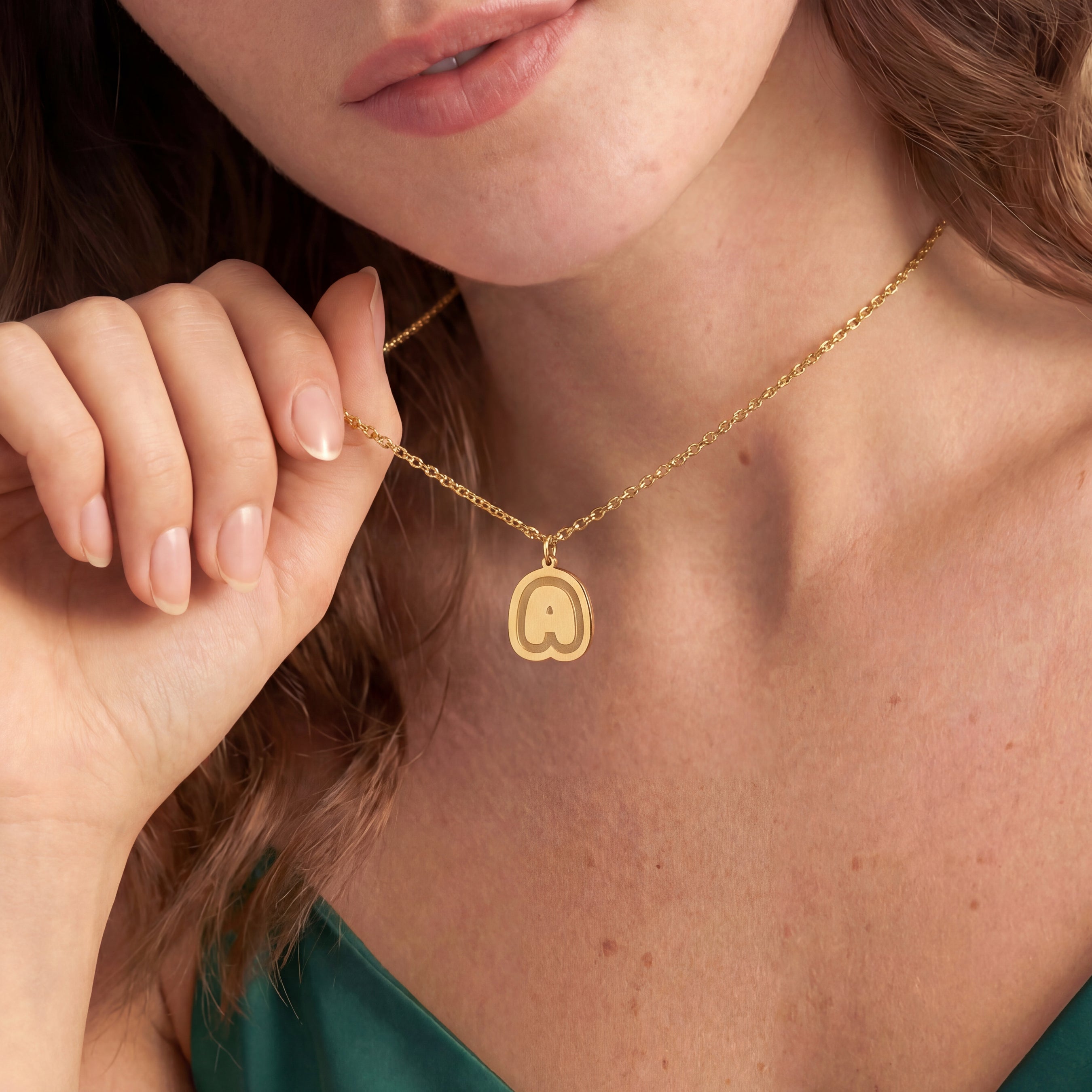 Personalized Bubble Initial Necklace in 18k Gold Vermeil