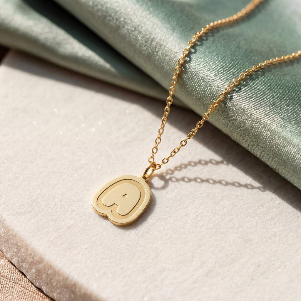 Personalized Bubble Initial Necklace in 18k Gold Vermeil