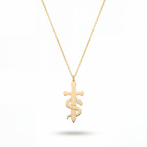 Sword & Serpent Necklace in Yellow Gold Vermeil