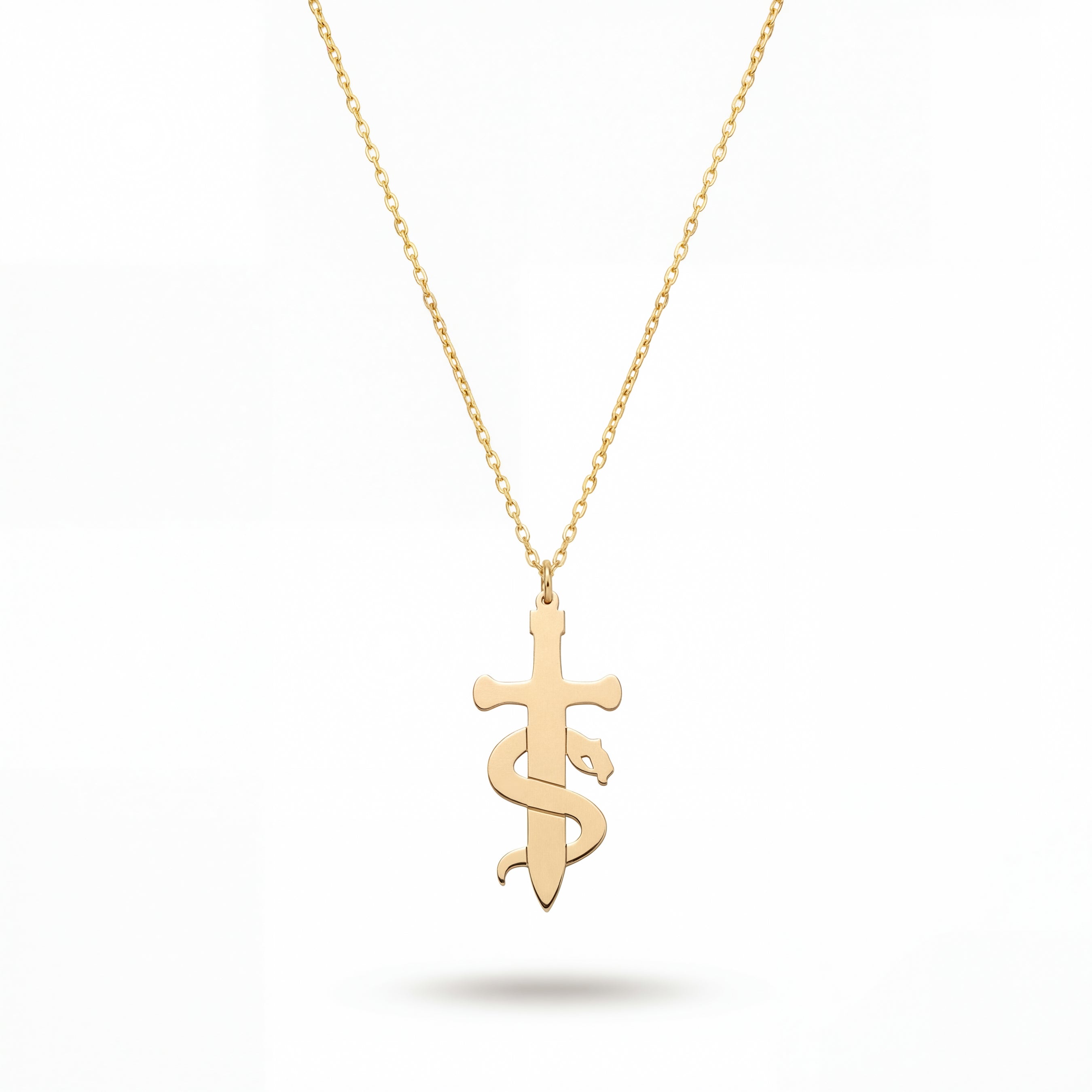 Sword & Serpent Necklace in Yellow Gold Vermeil