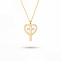 Modern Heart Cross Necklace in Yellow Gold Vermeil