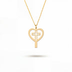 Modern Heart Cross Necklace in Yellow Gold Vermeil