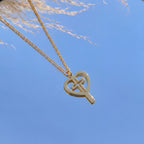Modern Heart Cross Necklace in Yellow Gold Vermeil