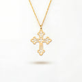 Ornate Puncake Cross Necklace 18k Gold Vermeil over Sterling Silver