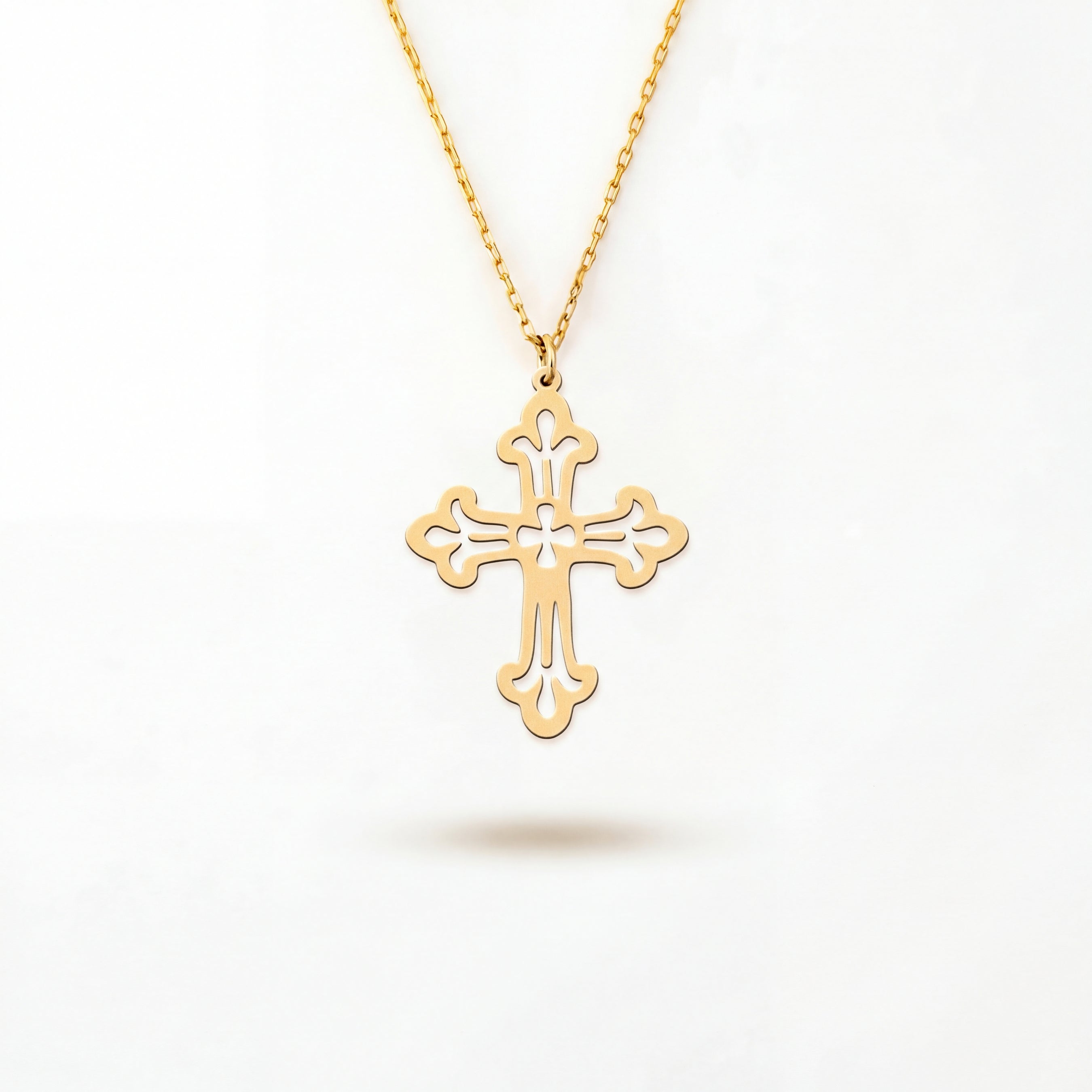 Ornate Puncake Cross Necklace 18k Gold Vermeil over Sterling Silver