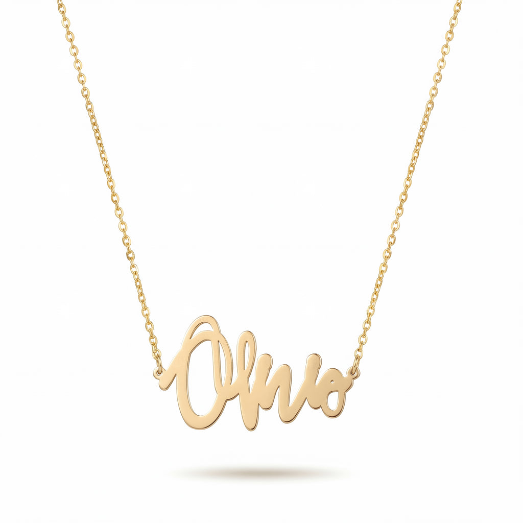 Script Name Necklace 18k Gold Vermeil