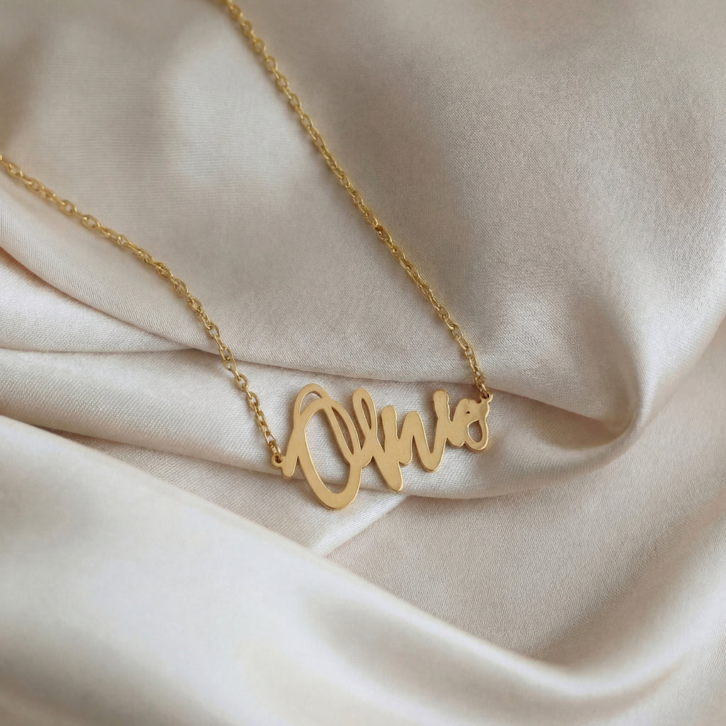 Script Name Necklace 18k Gold Vermeil