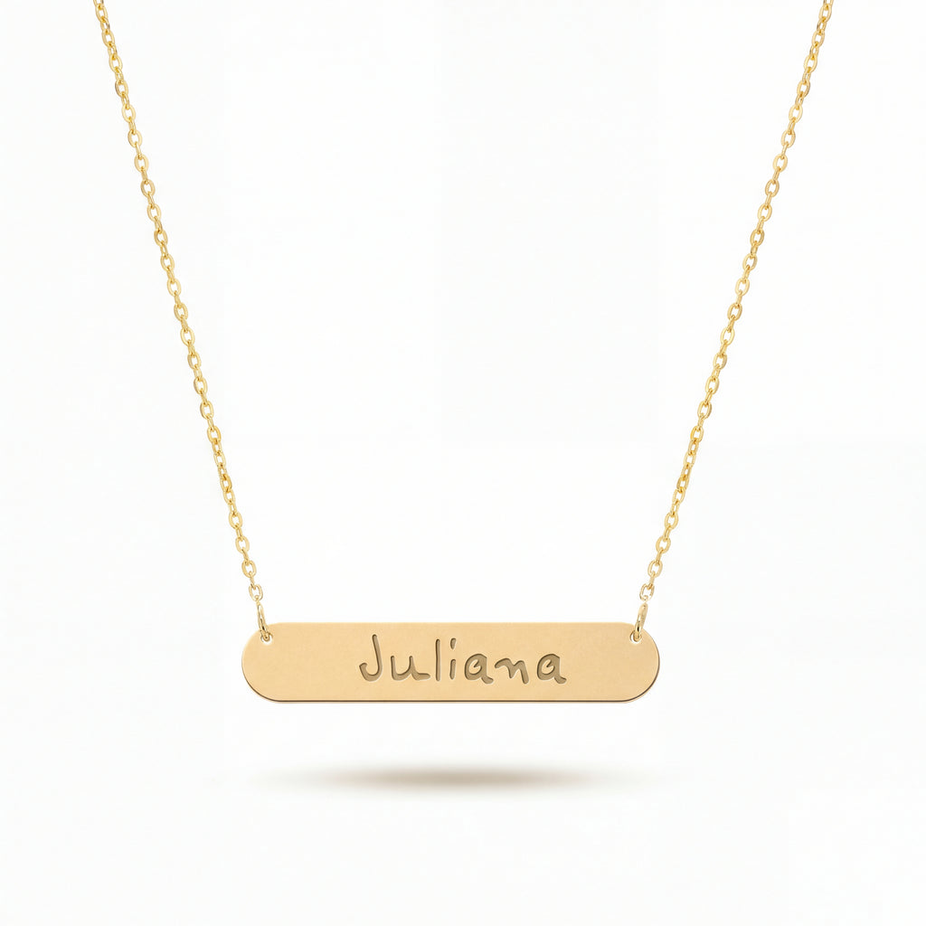 Chic Engraved Bar Necklace in Gold Vermeil