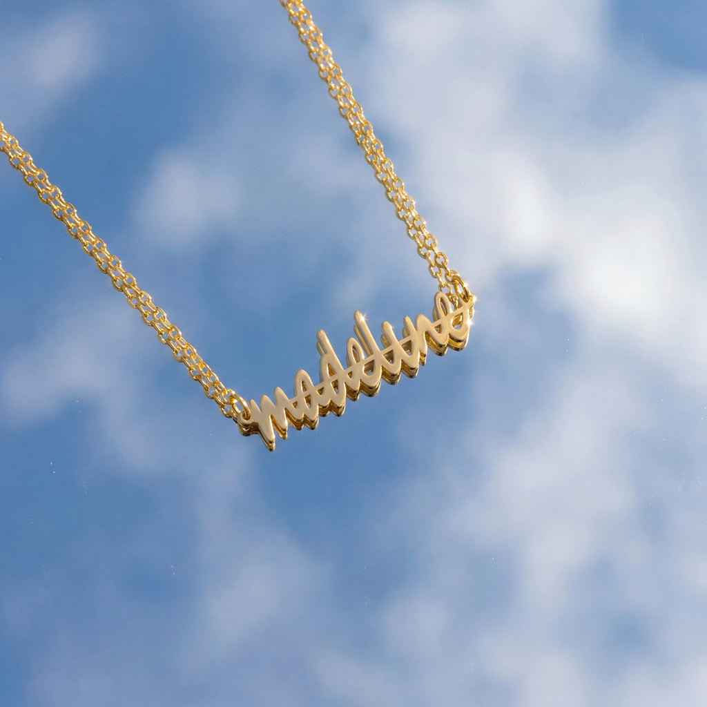 Script Name Necklace Gold Vermeil over Sterling Silver