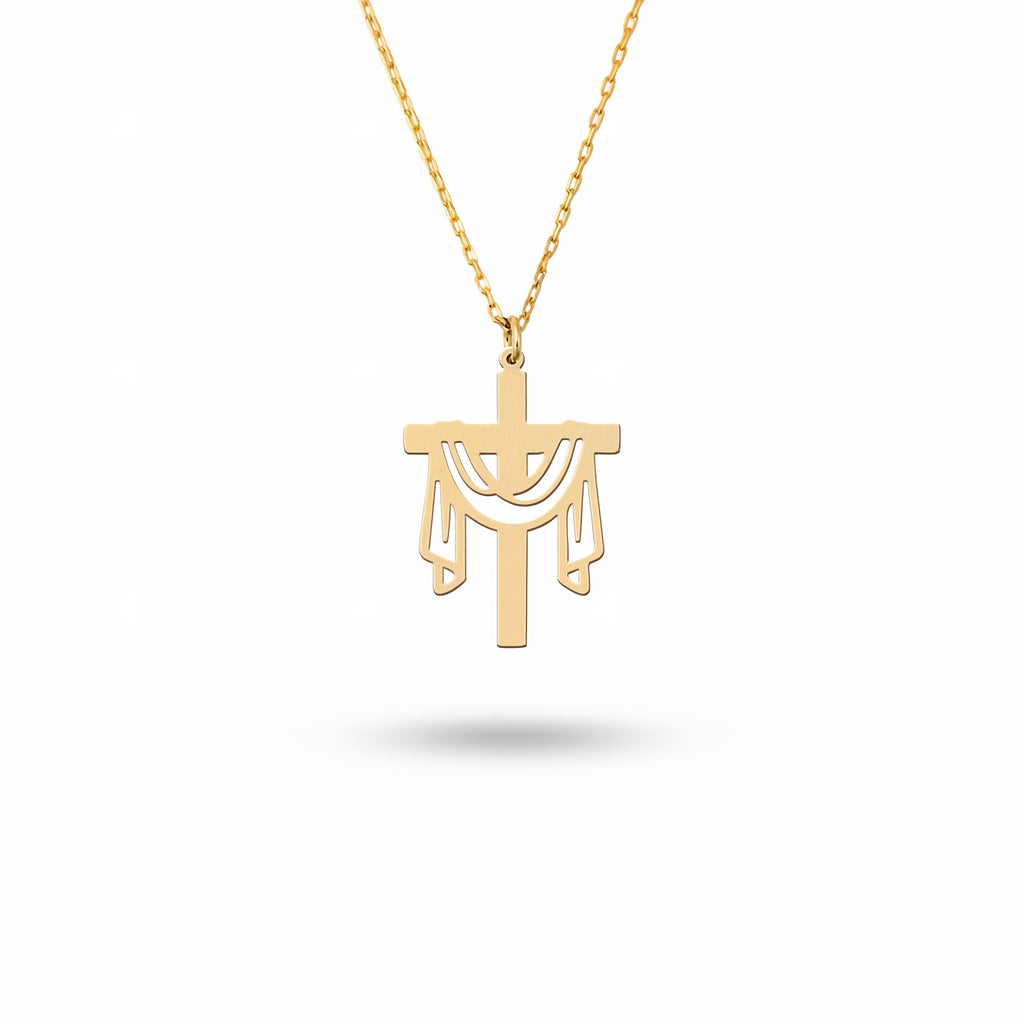 Resurrection Cross Sterling Silver Necklace in 18k Gold Vermeil