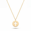 Modern Circle Cross Necklace Yellow Gold Vermeil