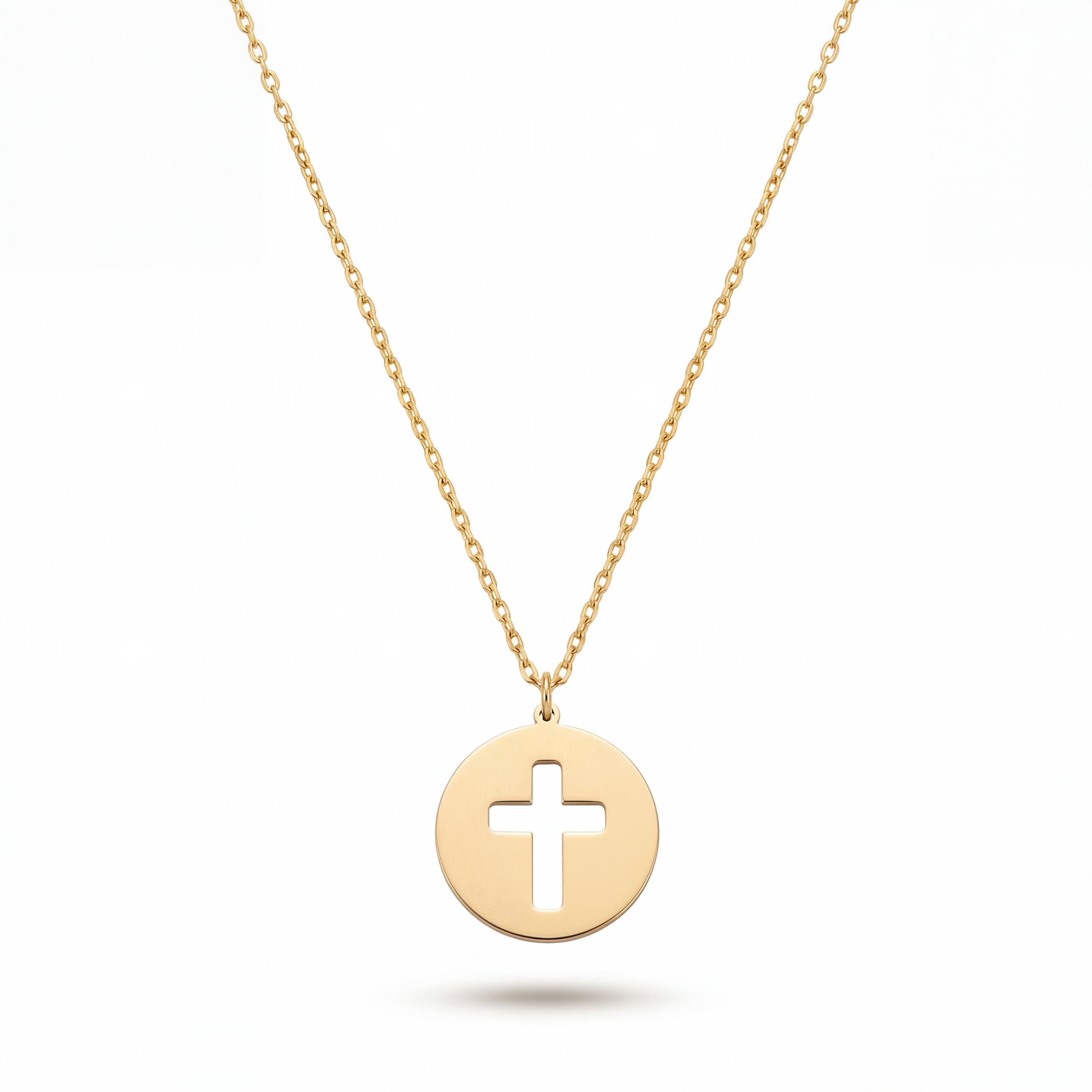Modern Circle Cross Necklace Yellow Gold Vermeil