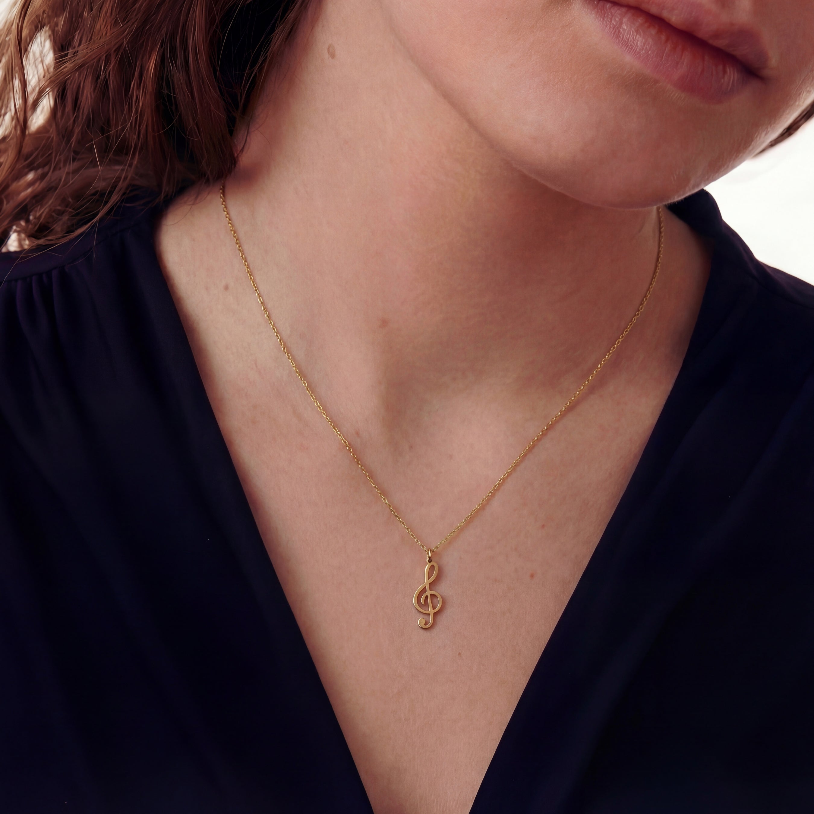 Minimal Treble Clef Necklace Gold Vermeil Sterling Silver